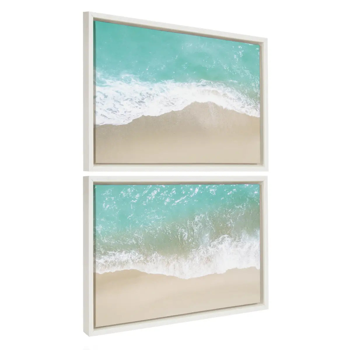 Framed Canvas - Ocean Beach Fantasy Left and Right - White / 2 Piece 18x24 - kateandlaurel
