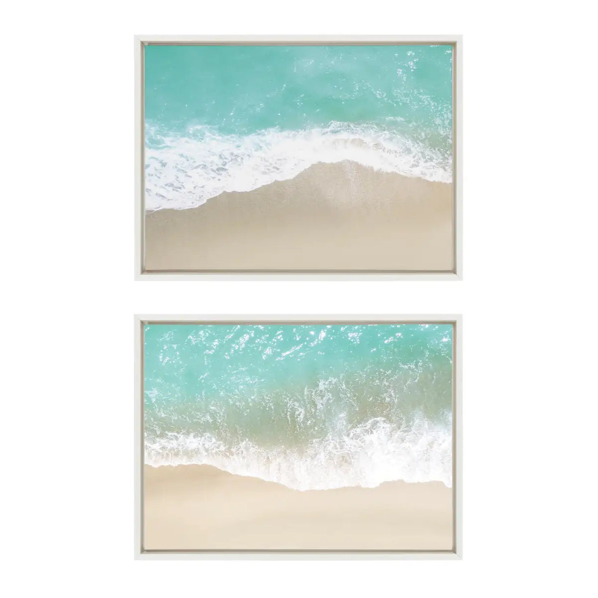 Framed Canvas - Ocean Beach Fantasy Left and Right - White / 2 Piece 18x24 - kateandlaurel