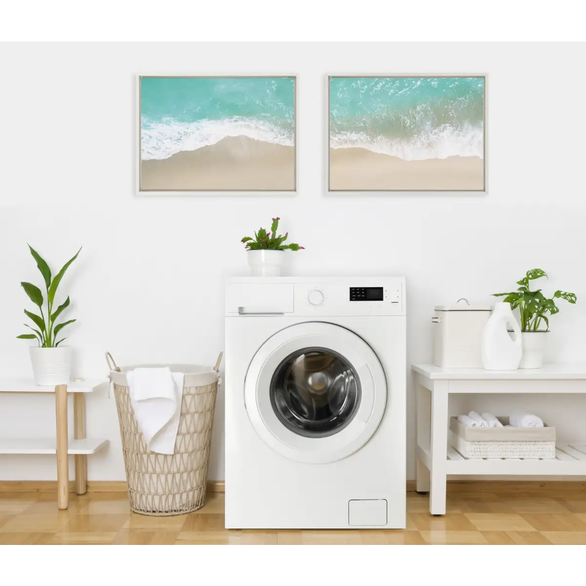 Framed Canvas - Ocean Beach Fantasy Left and Right - White / 2 Piece 18x24 - kateandlaurel