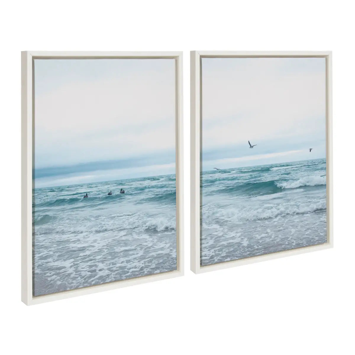 Canvas Art Print Set of 2 - Ocean Swim Left and Right - White / 2 Piece 18x24 - kateandlaurel