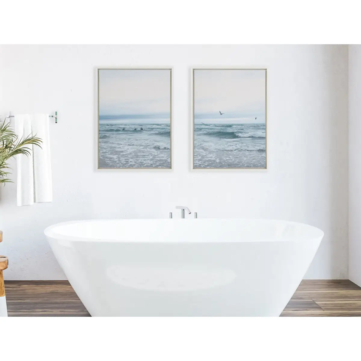 Canvas Art Print Set of 2 - Ocean Swim Left and Right - White / 2 Piece 18x24 - kateandlaurel
