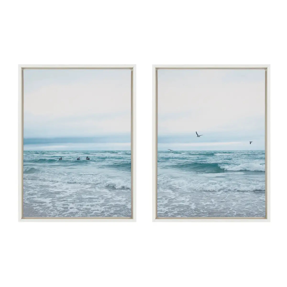 Canvas Art Print Set of 2 - Ocean Swim Left and Right - White / 2 Piece 18x24 - kateandlaurel