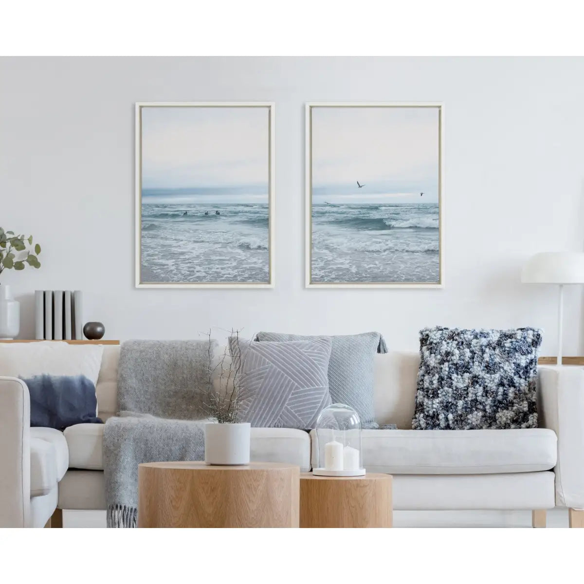 Canvas Art Print Set of 2 - Ocean Swim Left and Right - White / 2 Piece 18x24 - kateandlaurel