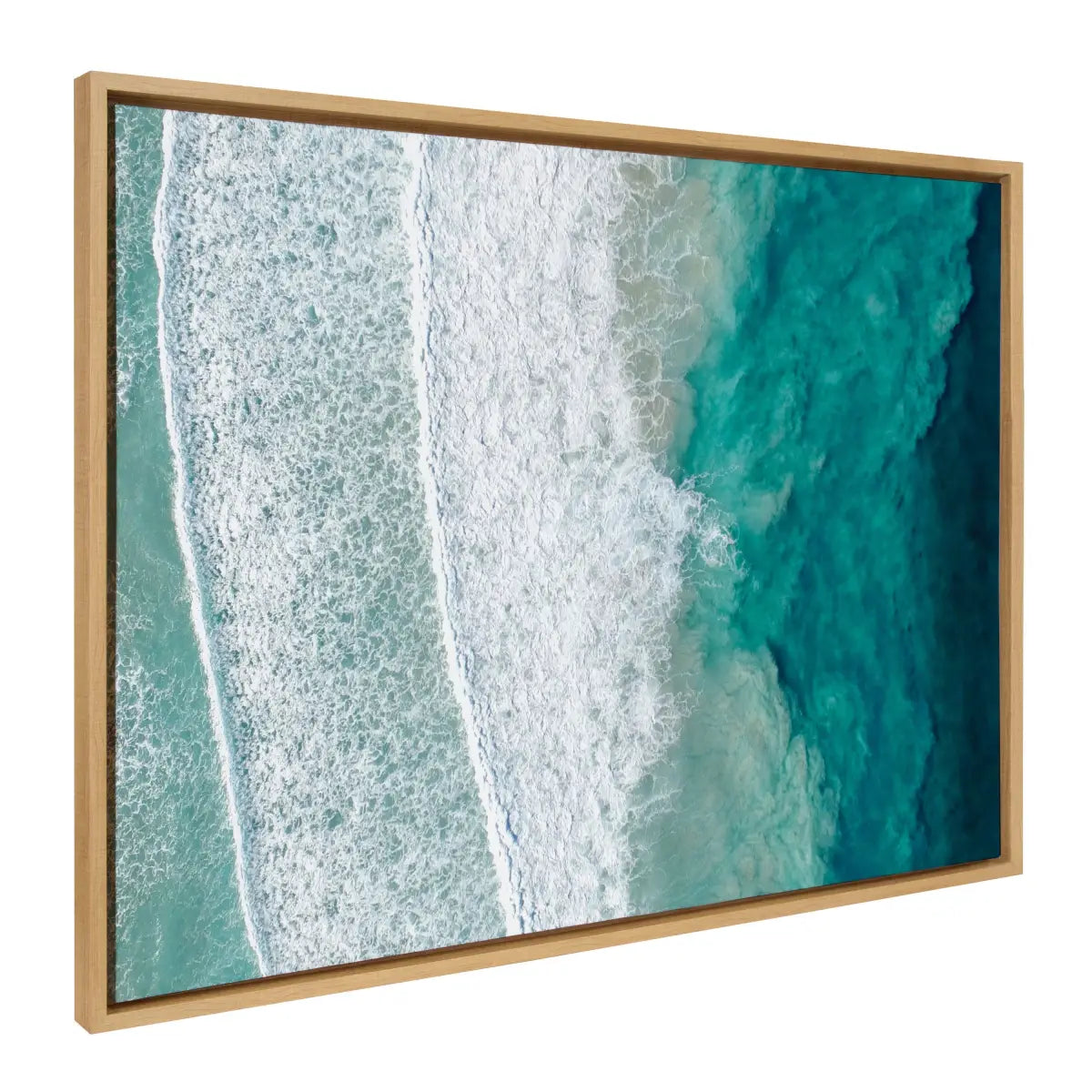 Ocean Waves by the Bay Framed Canvas - Natural - kateandlaurel
