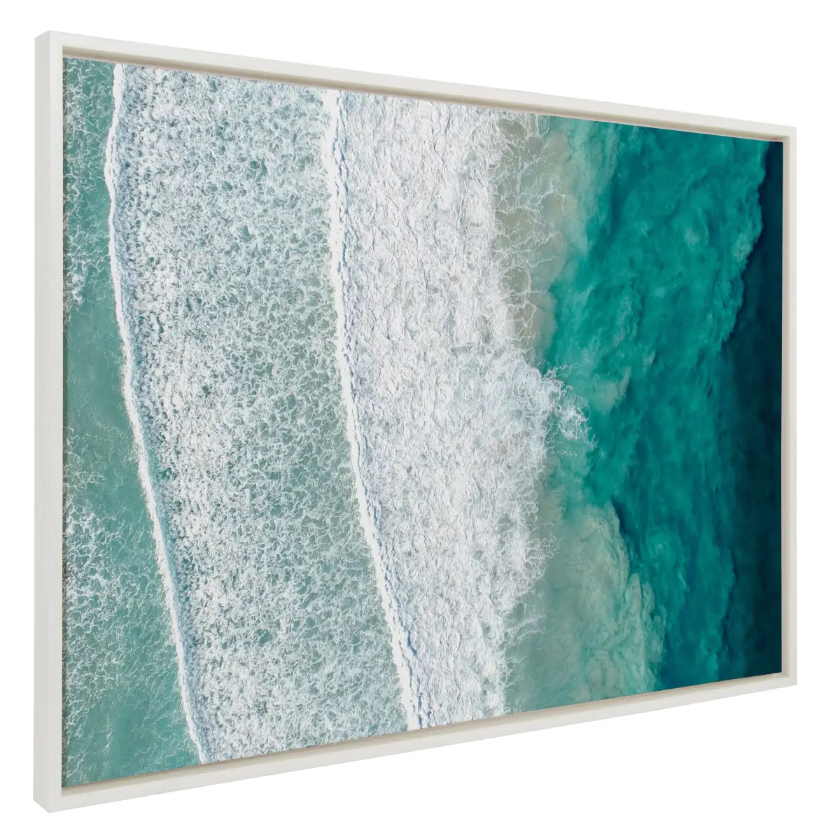 Ocean Waves by the Bay Framed Canvas - White - kateandlaurel