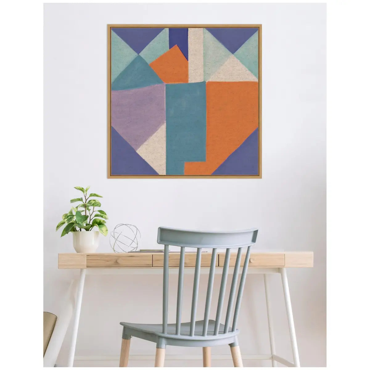 Painterly Soft Geometric Shapes Neutral Linen Framed Canvas - kateandlaurel