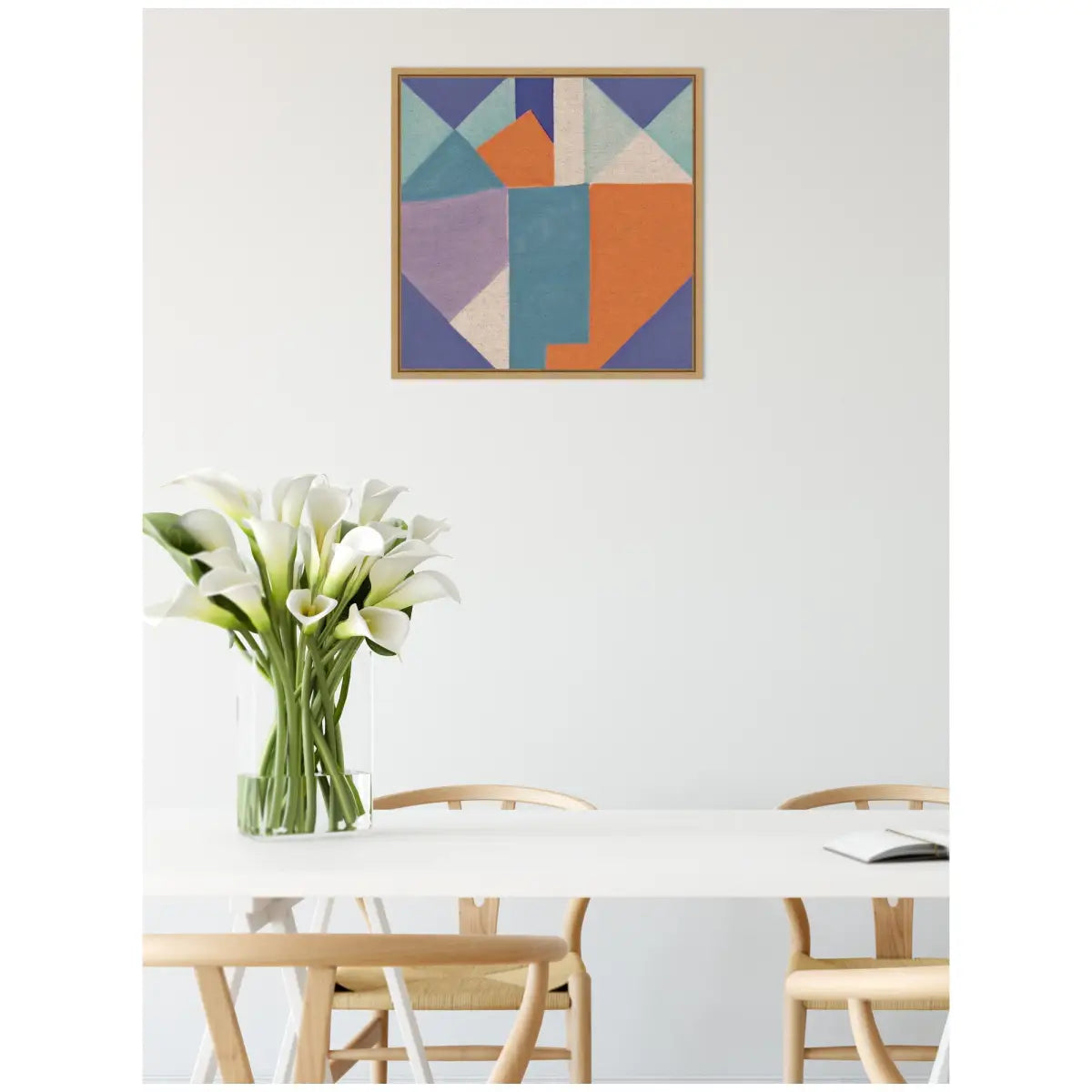 Painterly Soft Geometric Shapes Neutral Linen Framed Canvas - kateandlaurel