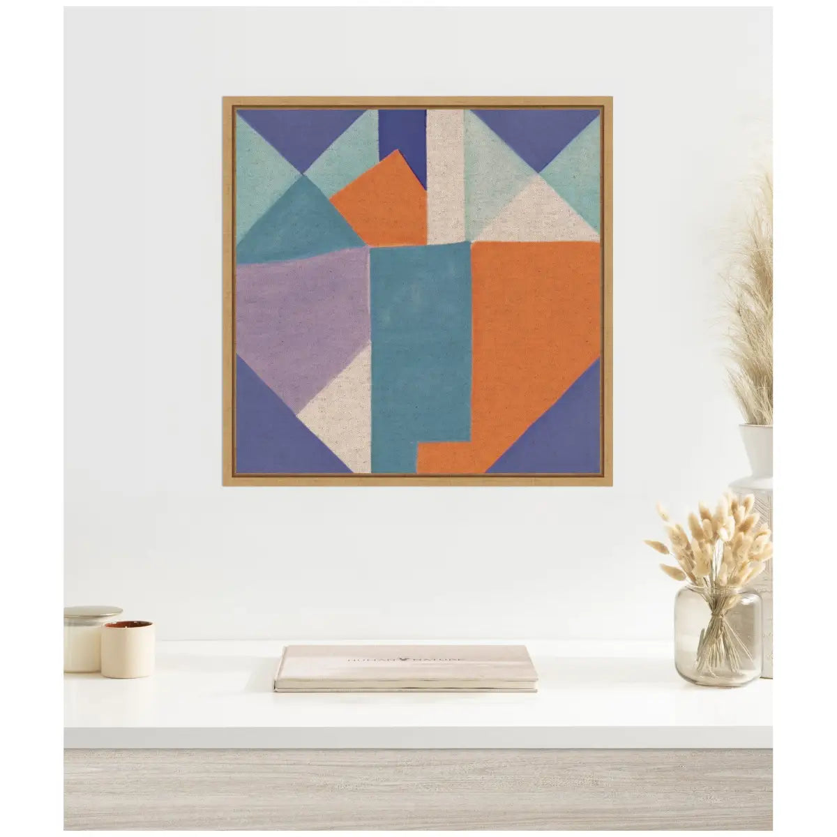 Painterly Soft Geometric Shapes Neutral Linen Framed Canvas - kateandlaurel