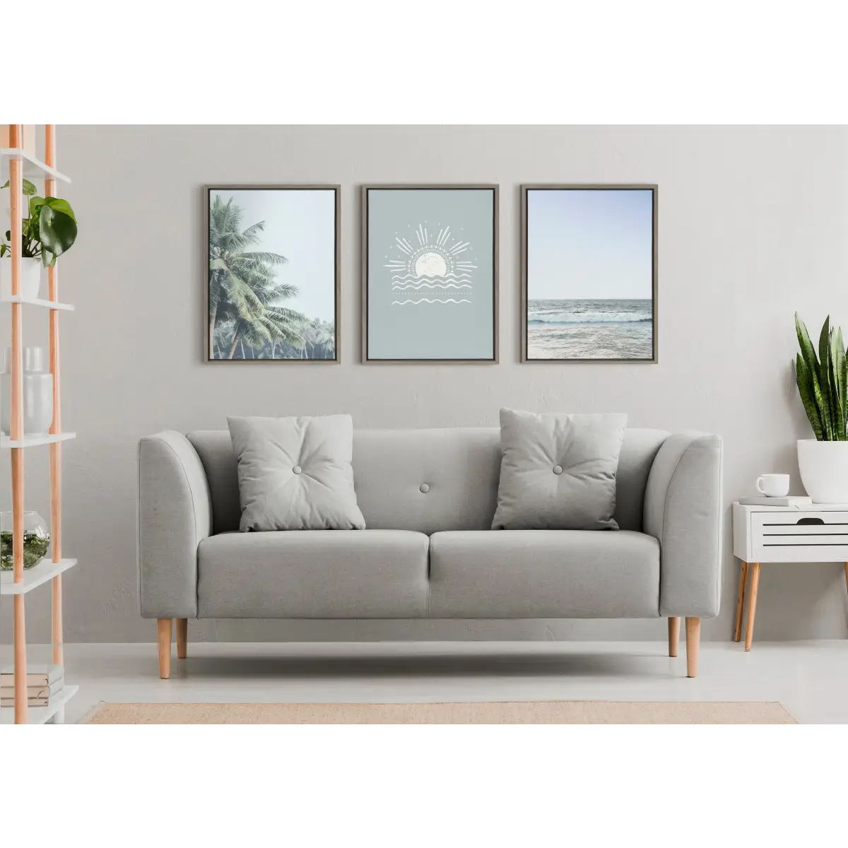 Pale Blue Sea Framed Canvas - kateandlaurel