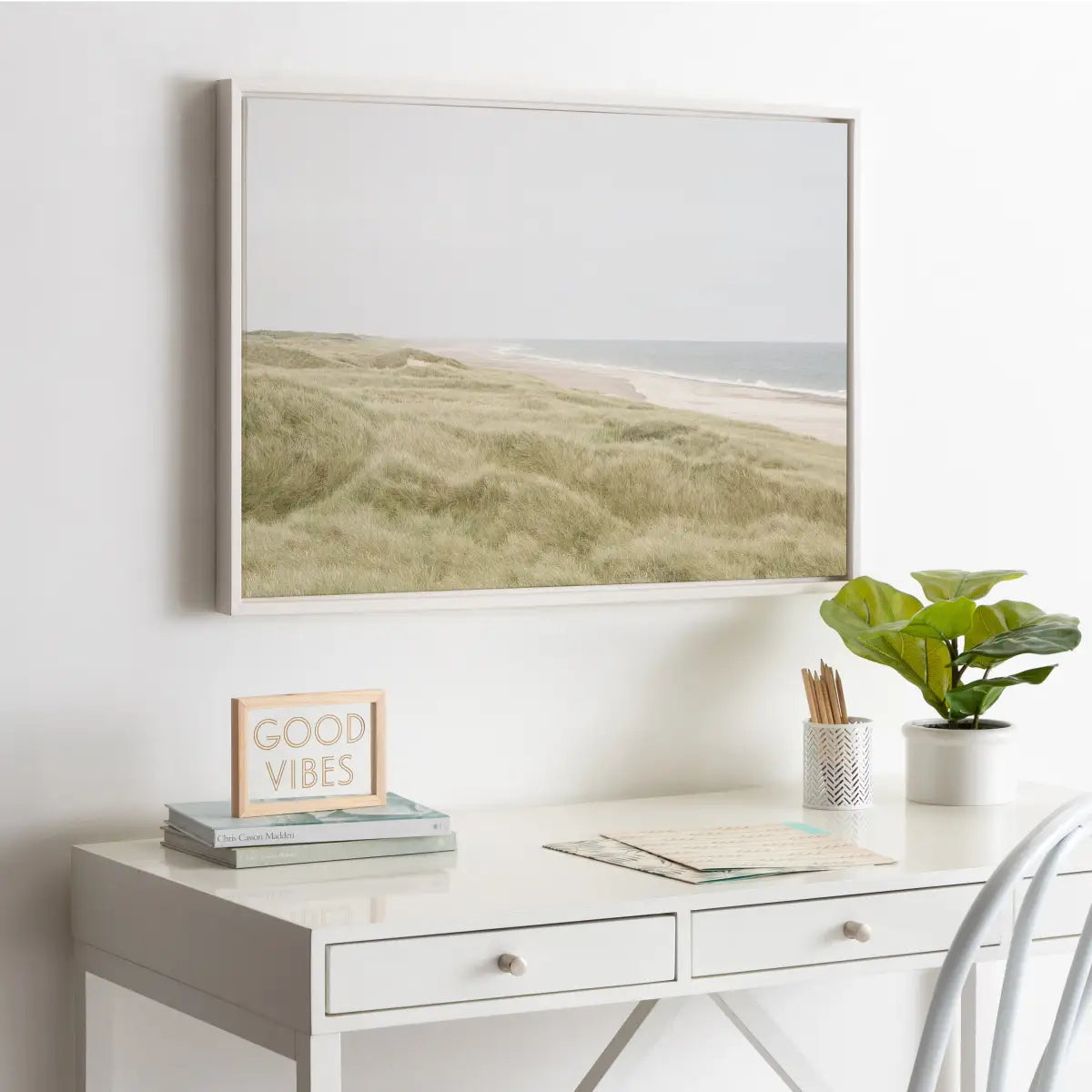 Peaceful and Serene Coastal Landscape Framed Canvas - kateandlaurel