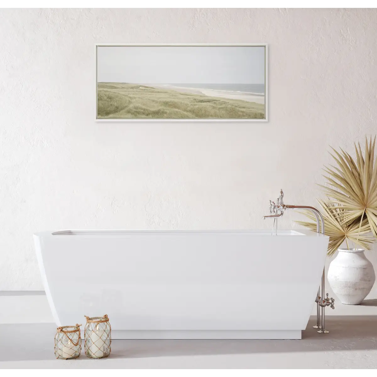 Peaceful and Serene Coastal Landscape Framed Canvas - kateandlaurel