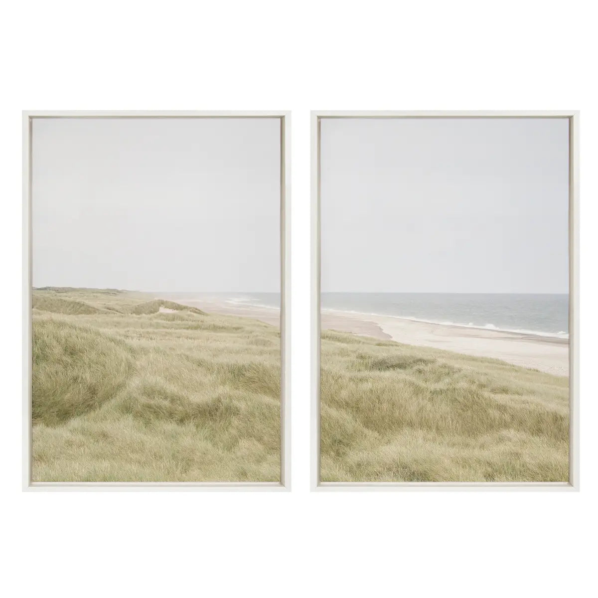 Framed Canvas Art Set - Peaceful and Serene Coastal Landscape Left and Right - kateandlaurel