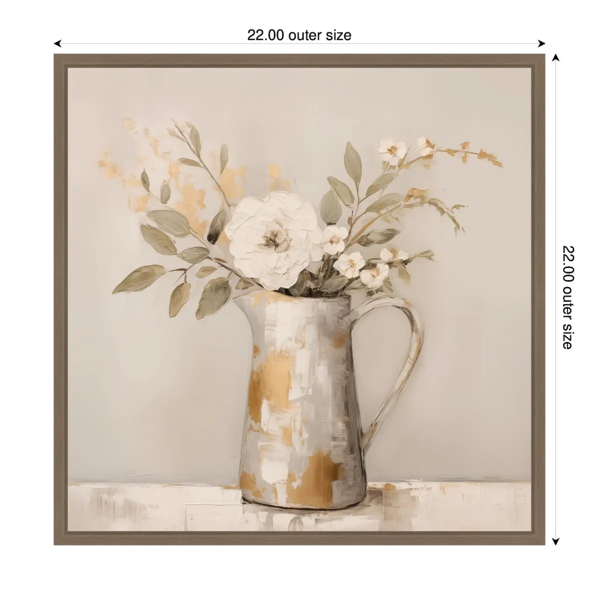 Pitcher with Flowers Boho Country Framed Canvas - Gold - kateandlaurel