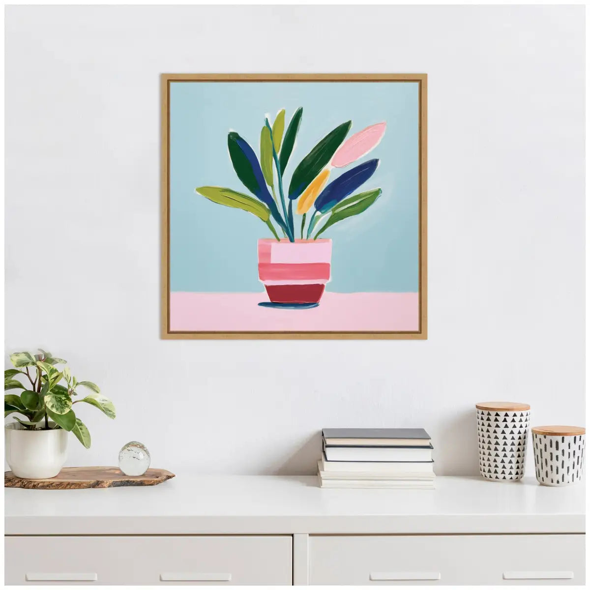 Playful Potted Plant Still Life Framed Canvas - kateandlaurel