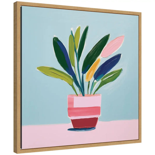 Playful Potted Plant Still Life Framed Canvas - kateandlaurel