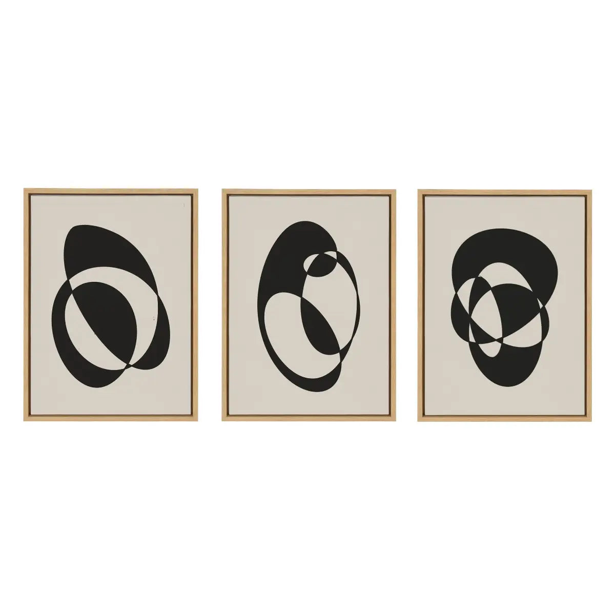 Retro MCM Abstract Graphic Shapes Framed Canvas Art - Set of 3 - kateandlaurel