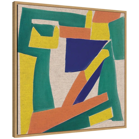 Retro Refresh Shapes Neutral Linen Framed Canvas - 22x22 - kateandlaurel
