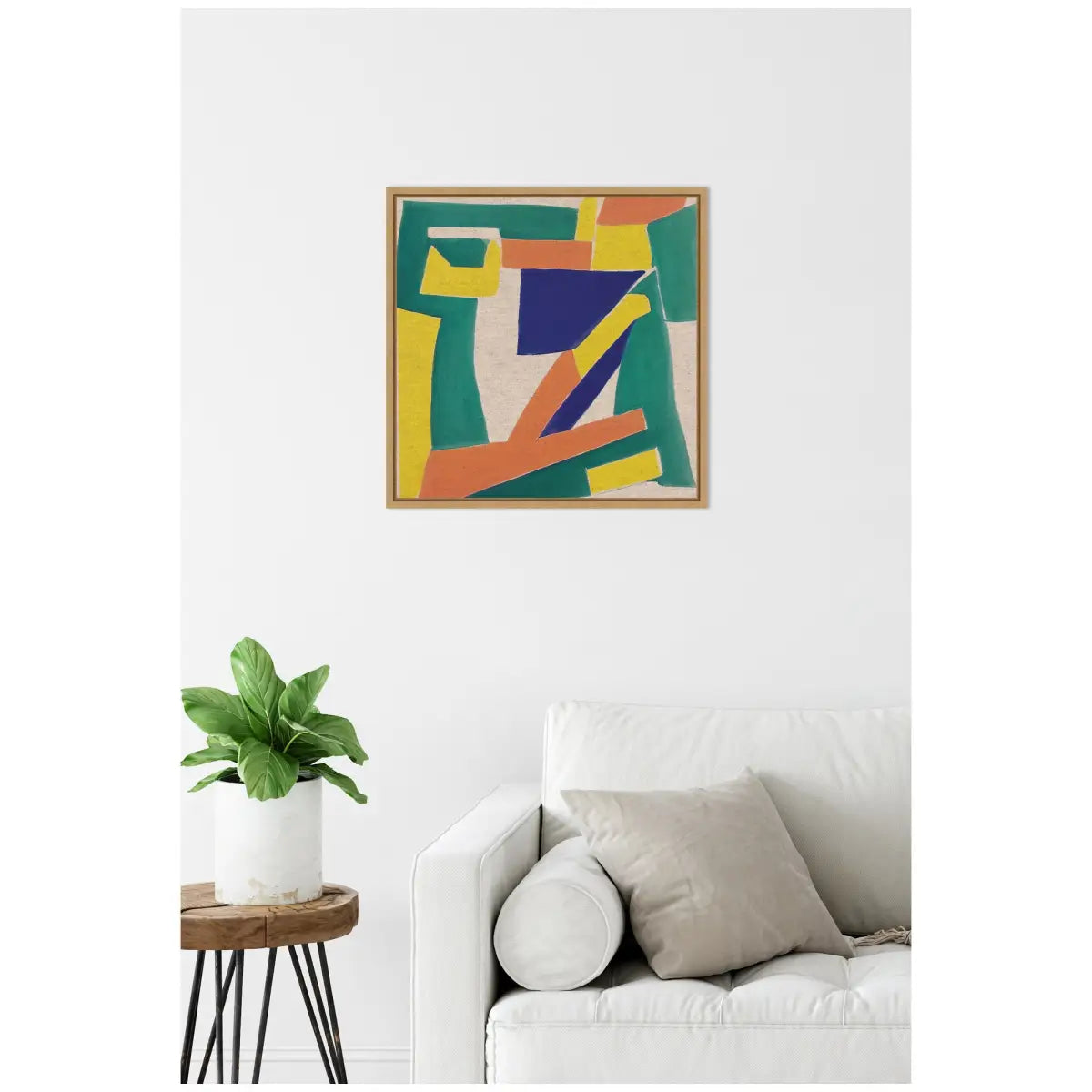 Retro Refresh Shapes Neutral Linen Framed Canvas - 22x22 - kateandlaurel