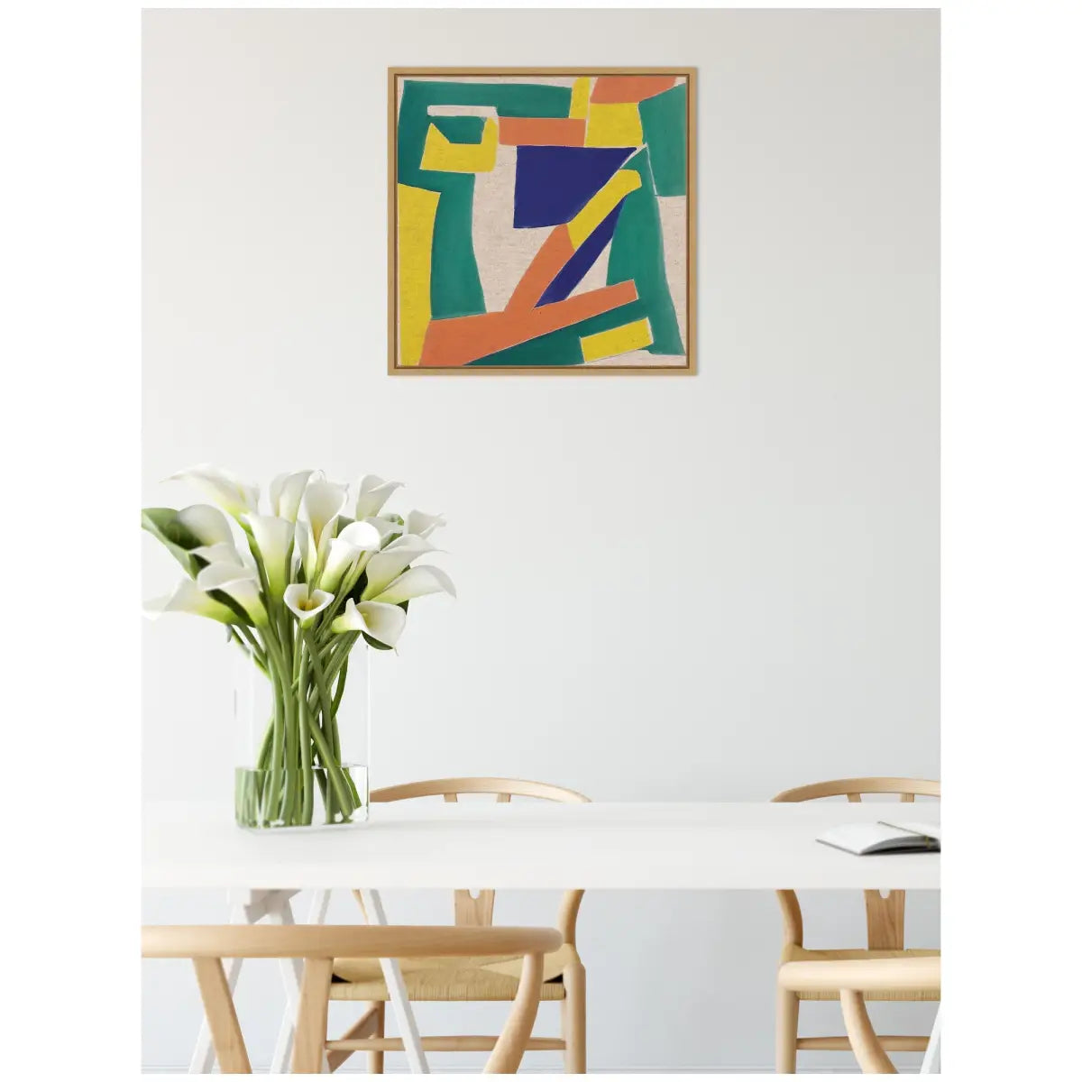 Retro Refresh Shapes Neutral Linen Framed Canvas - 22x22 - kateandlaurel