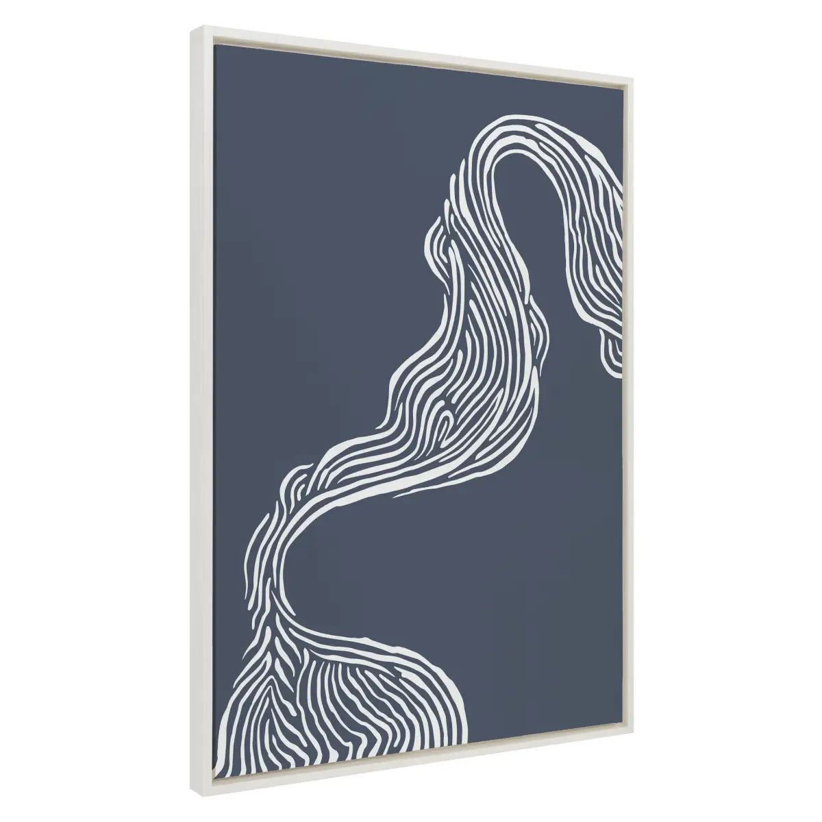 Framed Canvas - Rich Blue Abstract River - kateandlaurel