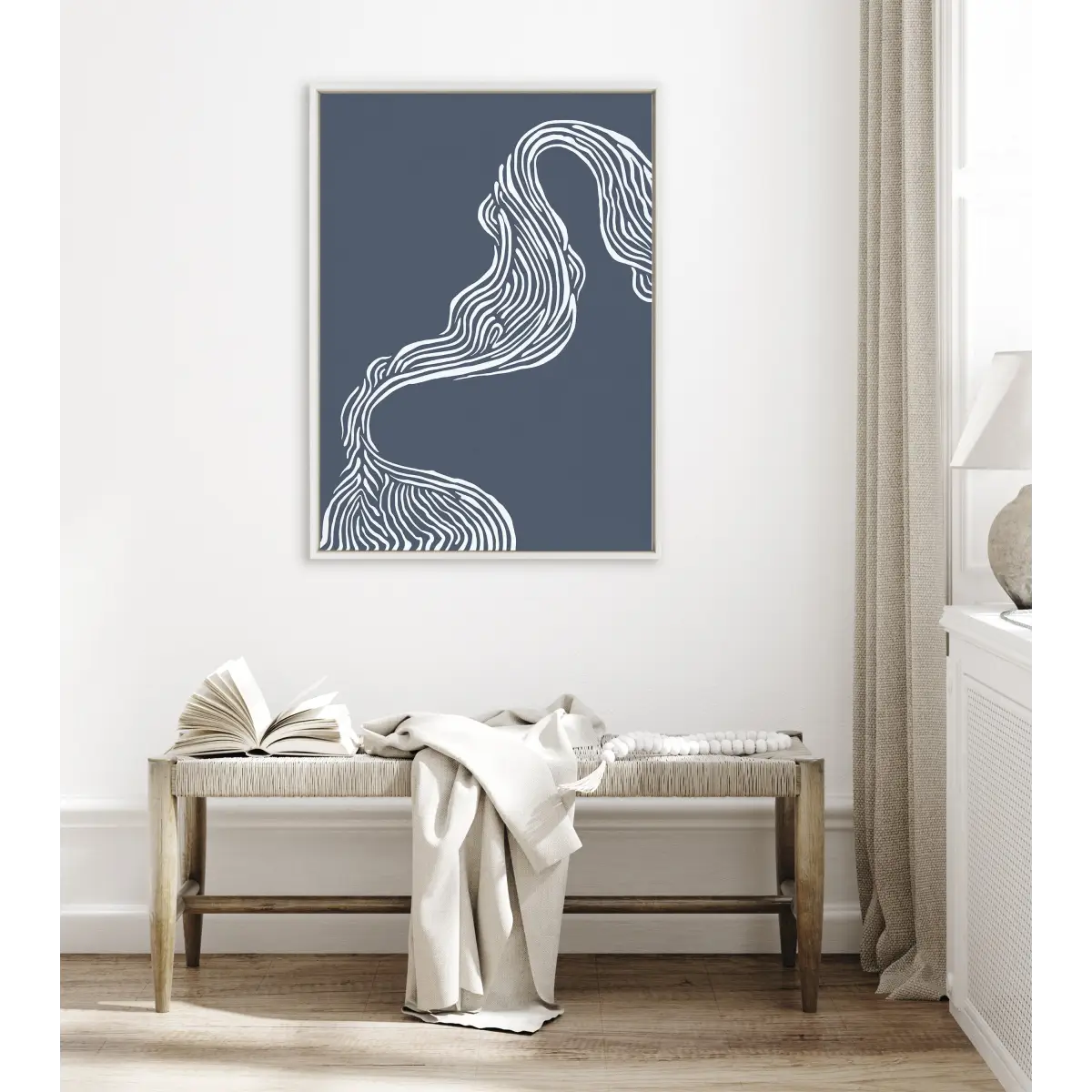 Framed Canvas - Rich Blue Abstract River - kateandlaurel