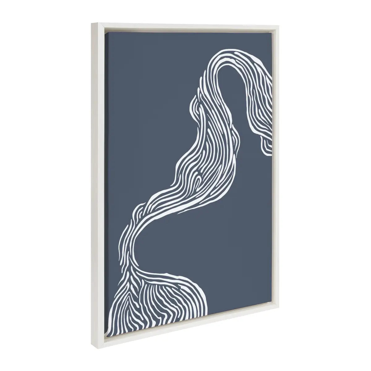 Framed Canvas - Rich Blue Abstract River - White / 23x33 - kateandlaurel