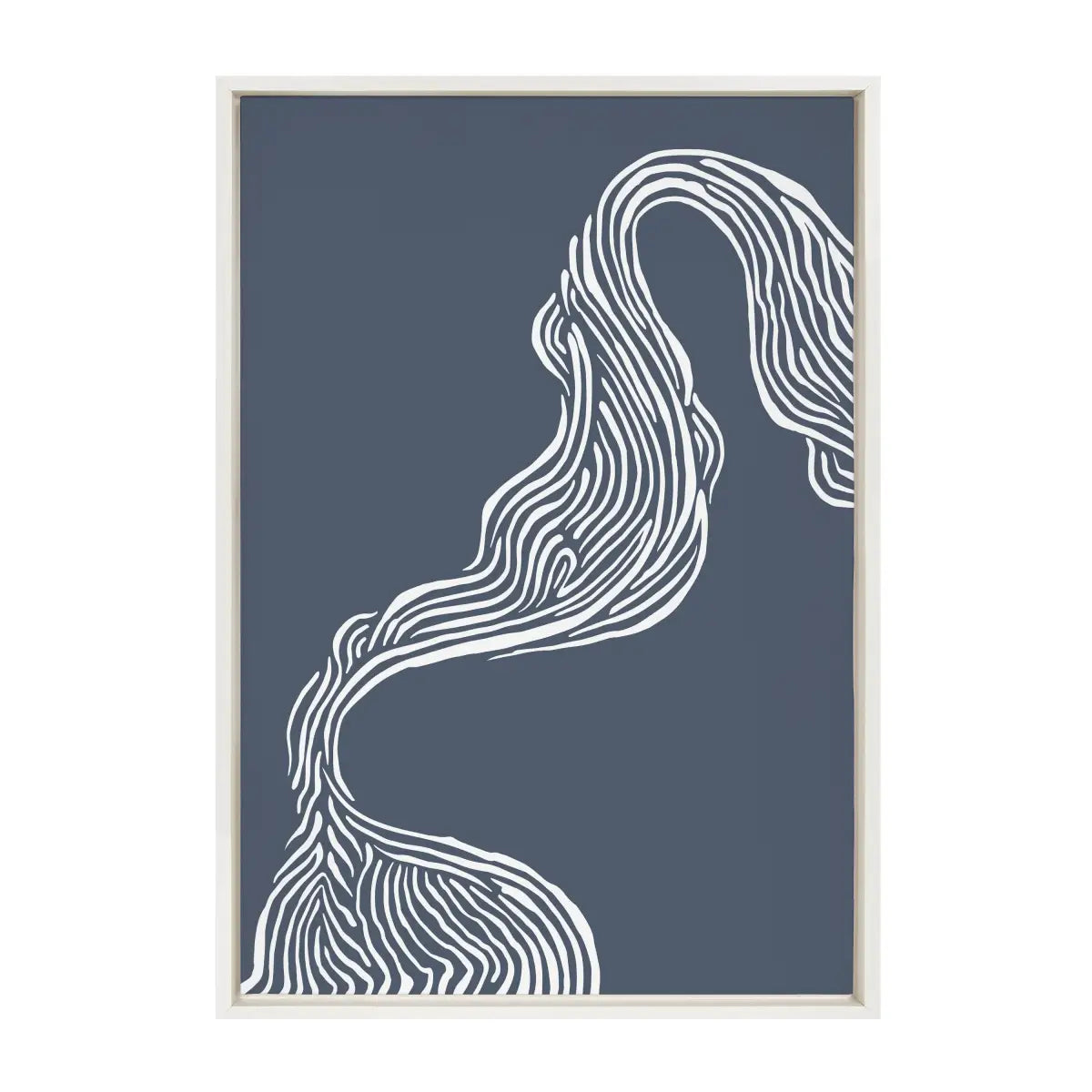 Framed Canvas - Rich Blue Abstract River - kateandlaurel