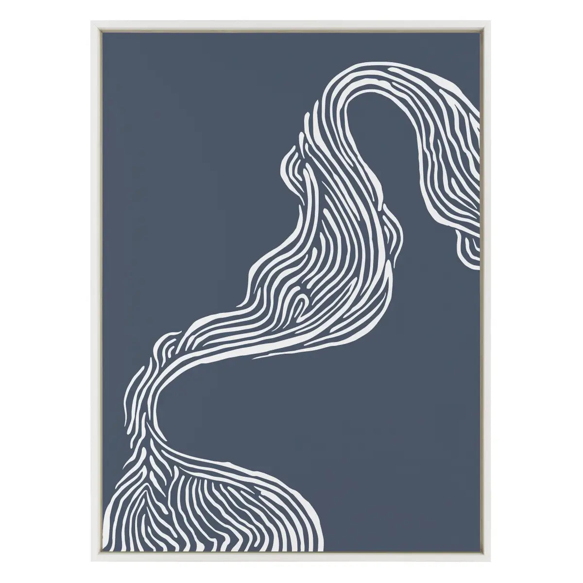 Framed Canvas - Rich Blue Abstract River - kateandlaurel