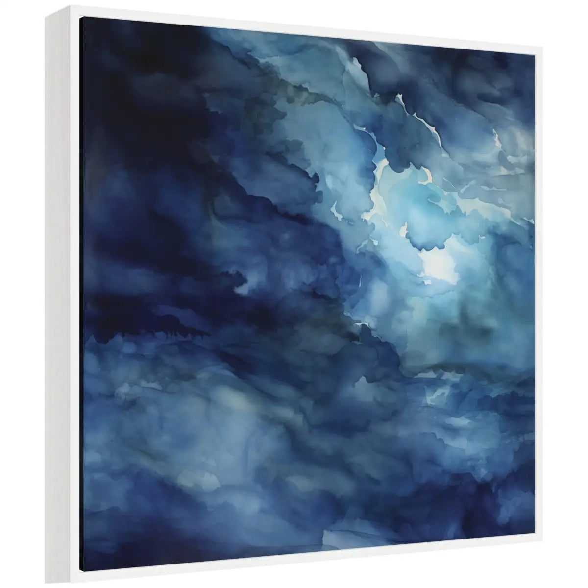 Rich Blue Watery Abstract Framed Canvas - kateandlaurel