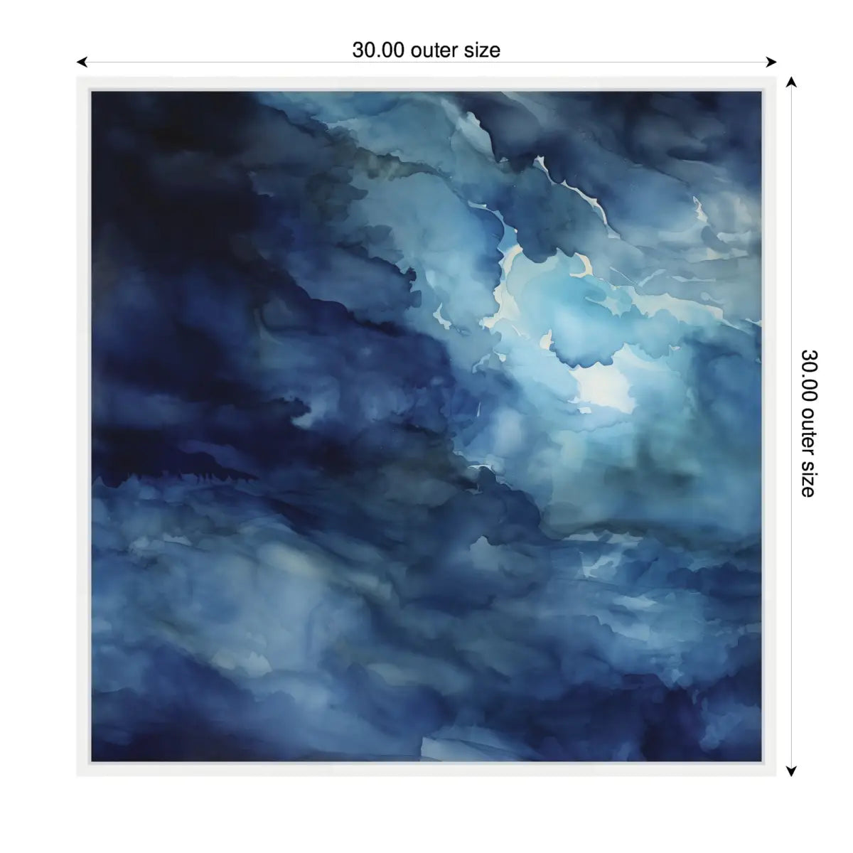 Rich Blue Watery Abstract Framed Canvas - kateandlaurel