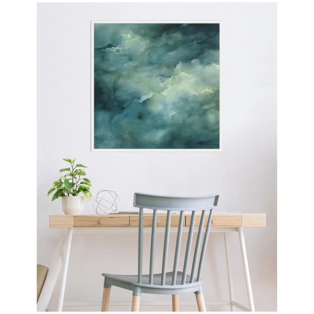 Rich Green Teal Watery Abstract Framed Canvas - kateandlaurel