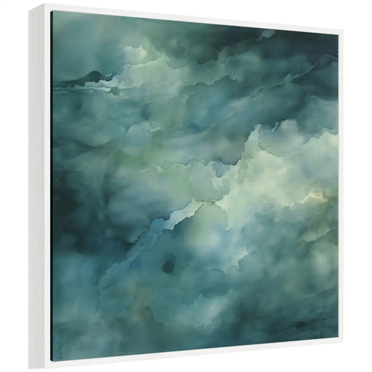 Rich Green Teal Watery Abstract Framed Canvas - kateandlaurel