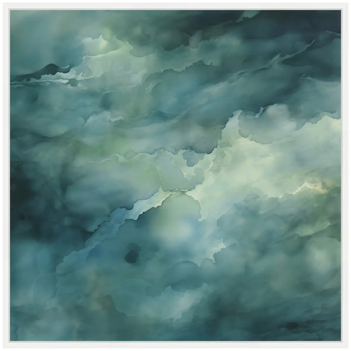 Rich Green Teal Watery Abstract Framed Canvas - kateandlaurel