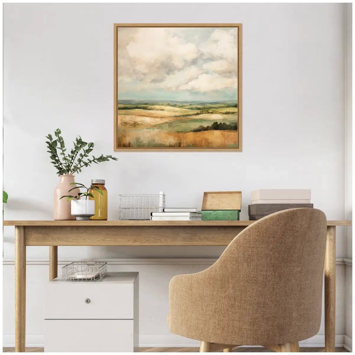 Rolling Hills Abstract Landscape Framed Canvas - kateandlaurel