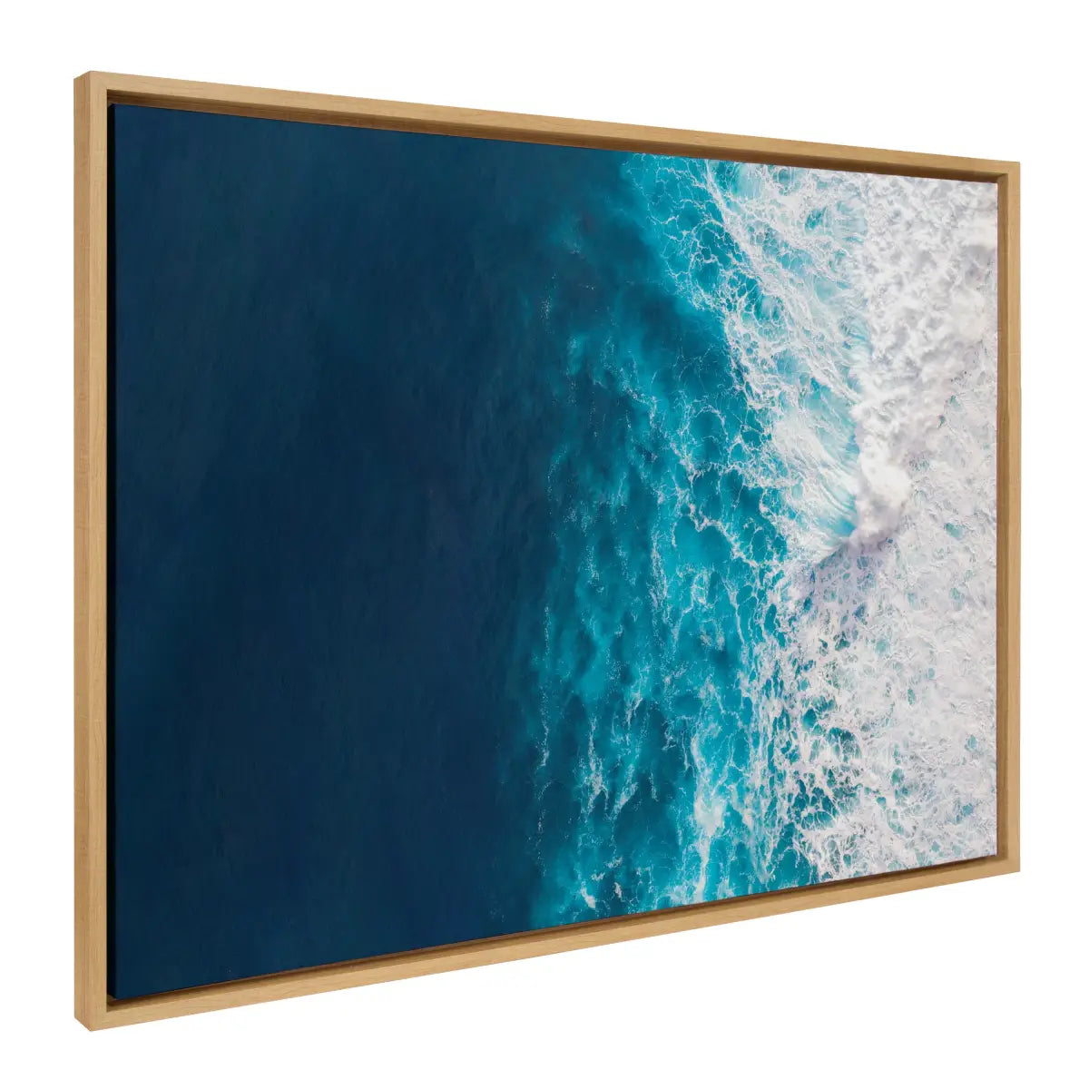 Framed Canvas - Seascape of Splashing Waves - Natural / 28x38 - kateandlaurel