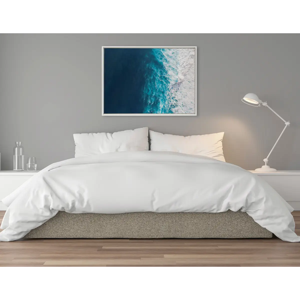 Framed Canvas - Seascape of Splashing Waves - kateandlaurel