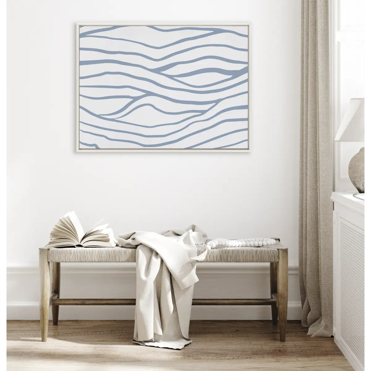 Framed Canvas - Simple Elegant Coastal Waves - kateandlaurel