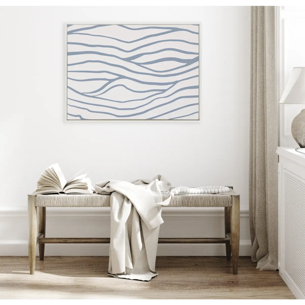 Framed Canvas - Simple Elegant Coastal Waves - kateandlaurel