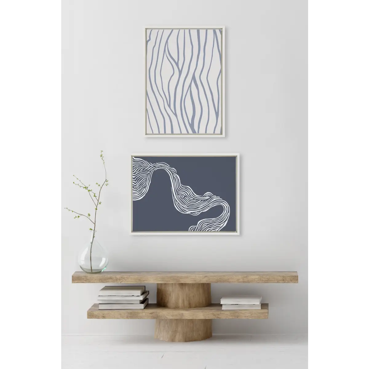 Framed Canvas - Simple Elegant Coastal Waves - kateandlaurel