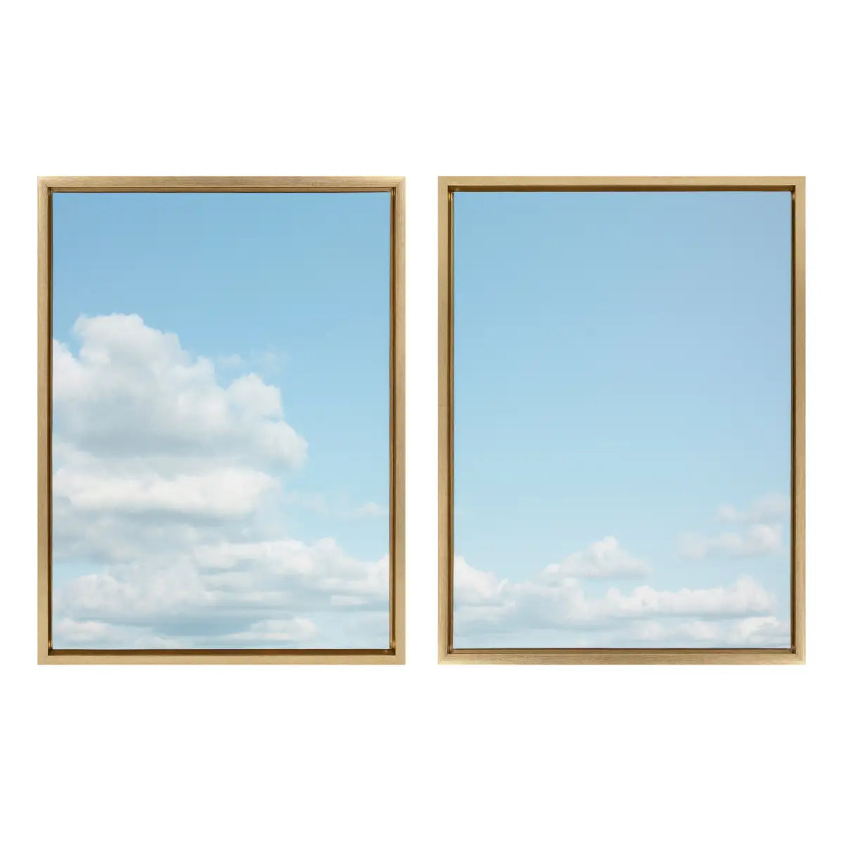 Canvas Art Print Set of 2 - Soft and Fluffy Clouds - Gold / 2 Piece 18x24 - kateandlaurel