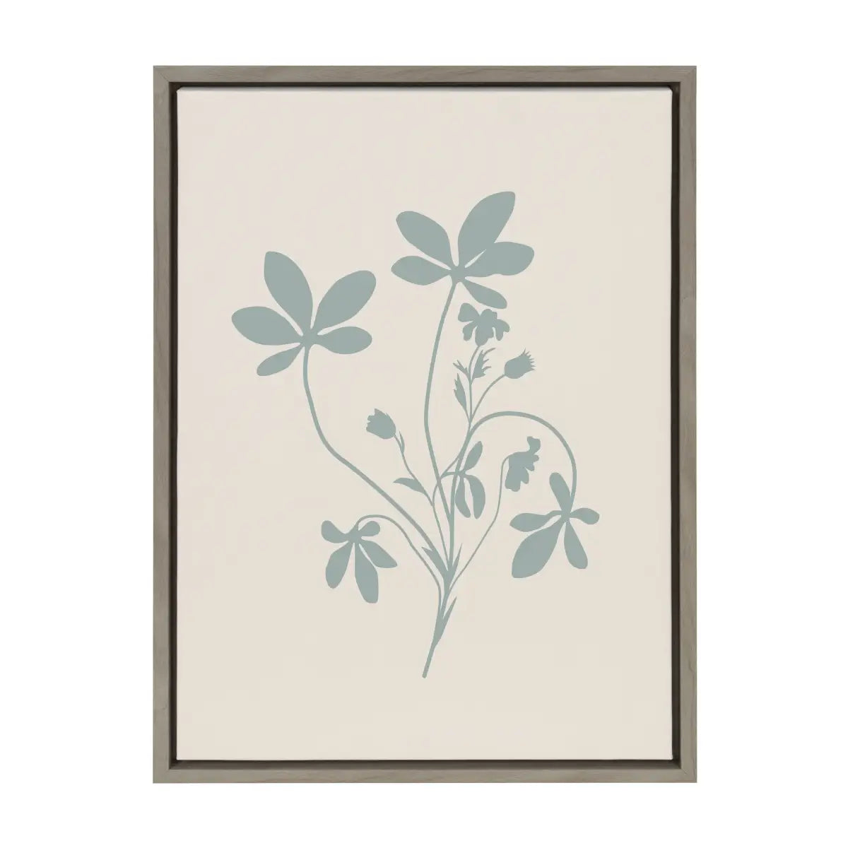 Framed Canvas - Simple Feminine Blue Botanical - Gray / 18x24 - kateandlaurel