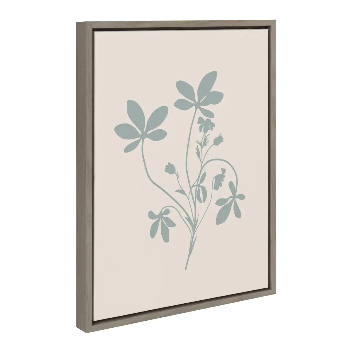 Framed Canvas - Simple Feminine Blue Botanical - Gray / 18x24 - kateandlaurel