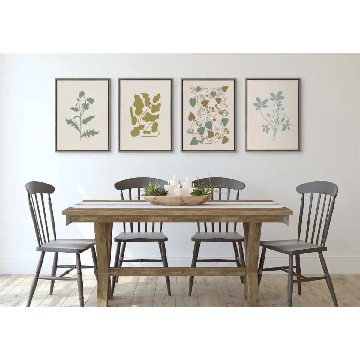 Framed Canvas - Simple Feminine Blue Botanical - Gray / 18x24 - kateandlaurel