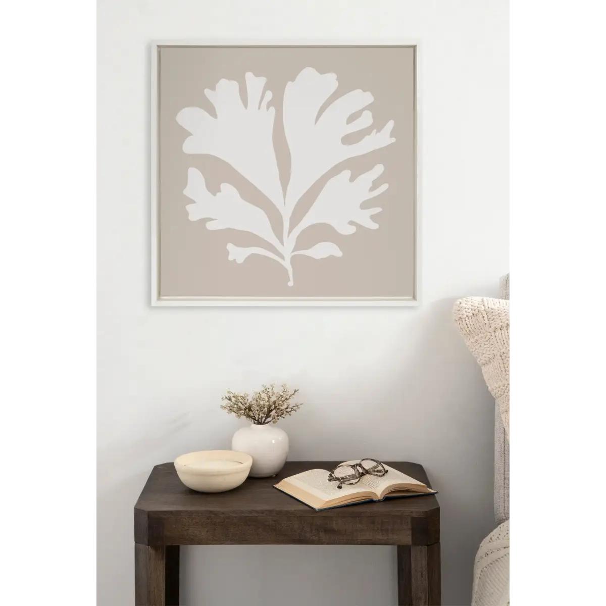 Framed Canvas - Sophisticated Neutral Coral Beige - White / 22x22 - kateandlaurel