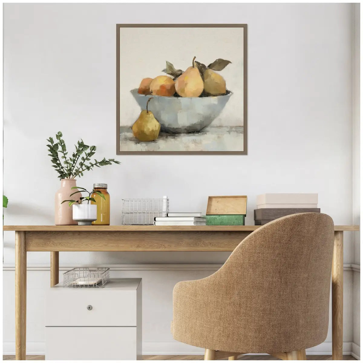 Still Life Fruit In A Bowl Vintage Style Framed Canvas - kateandlaurel