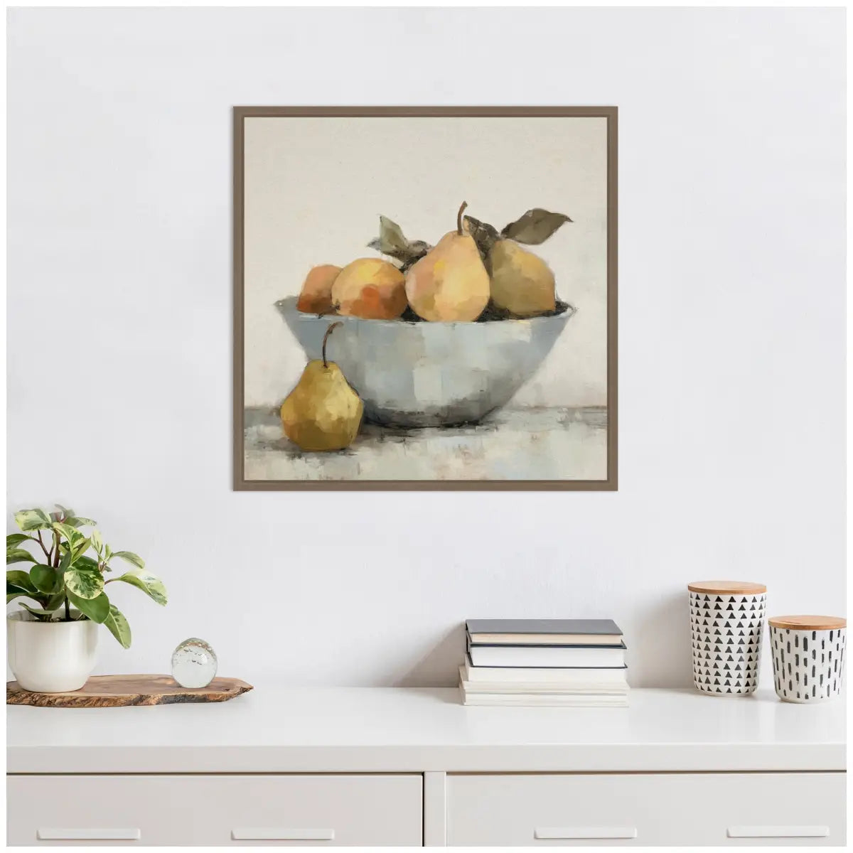 Still Life Fruit In A Bowl Vintage Style Framed Canvas - kateandlaurel
