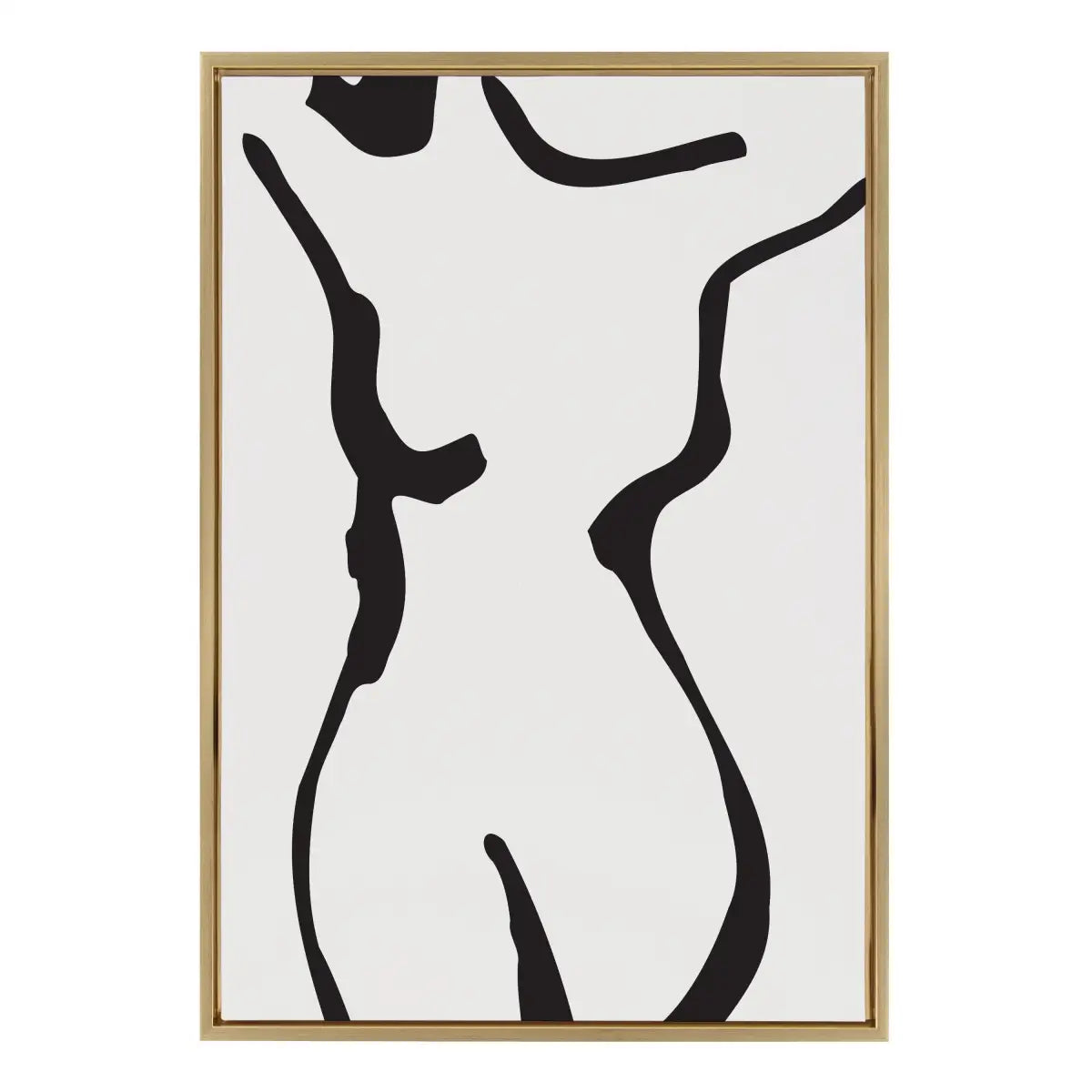Framed Canvas - Feminine Figural Nude Drawing Black and White - kateandlaurel