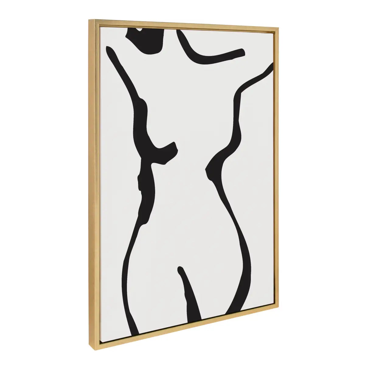 Framed Canvas - Feminine Figural Nude Drawing Black and White - Bright Gold / 23x33 - kateandlaurel
