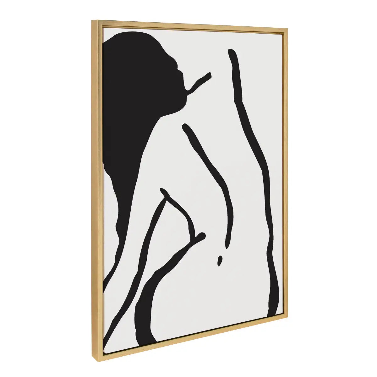 Framed Canvas Art - Feminine Figural Nude Drawing Black and White - Bright Gold / 23x33 - kateandlaurel