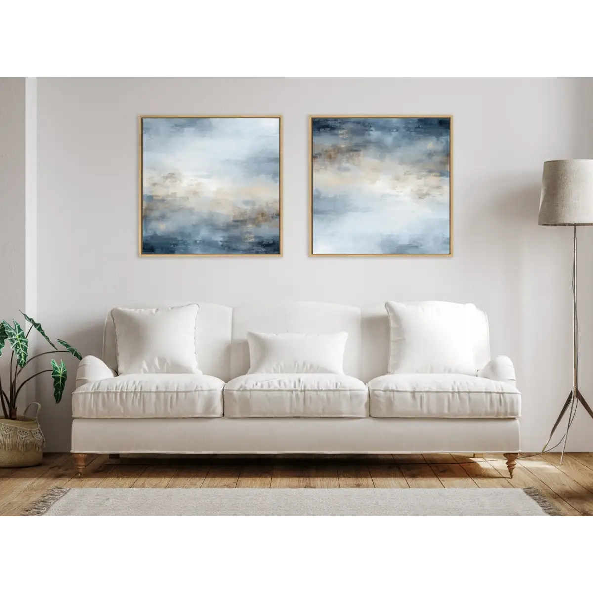 Tonal Abstract Green Framed Canvas - Natural / 30x30 - kateandlaurel